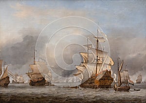 The capture of the Royal Prince, 1670 painting by Willem van de Velde the younger photo